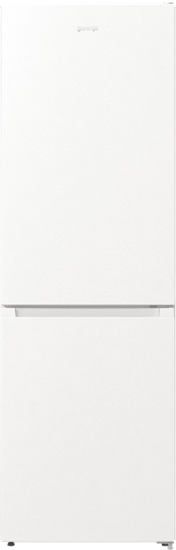 Picture of Gorenje | NRKE62W | Refrigerator | Energy efficiency class E | Free standing | Combi | Height 185 cm | No Frost system | Fridge net capacity 204 L | Freezer net capacity 96 L | Display | 38 dB | White