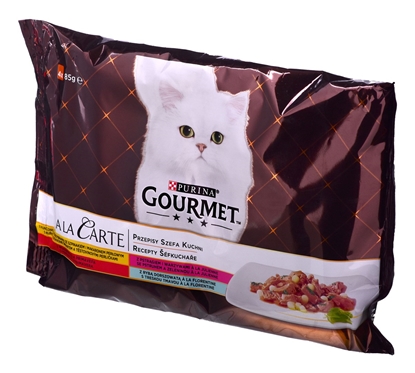 Attēls no GOURMET A la Carte Chicken, Trout, Beef, and Fish - wet cat food - 4 x 85 g