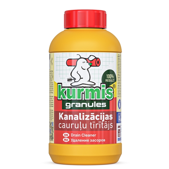 Изображение Granulēts līdzeklis kanalizācijas cauruļu aizsērējumu tīrīšanai KURMIS, 500g