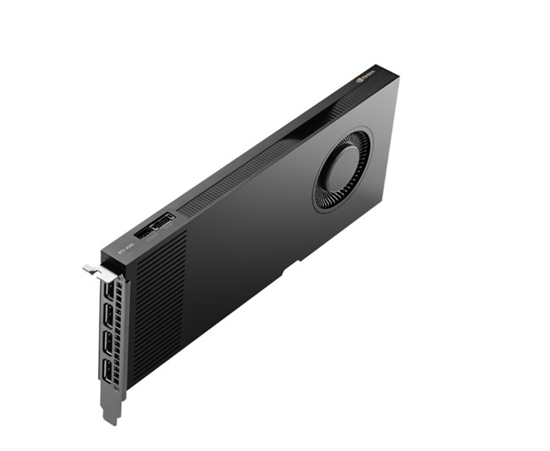 Изображение Graphics card PNY NVIDIA RTX 4000 Ada Generation, 20 GB GDDR6 160-bit, PCIe 4.0 x16, Single Slot, 4x Mini DP 1.4a, ATX - ATX bracket, 1x 16-pin power supply cable, retial