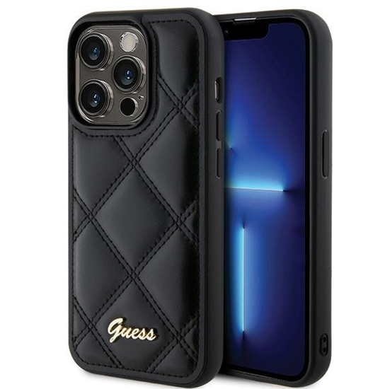 Picture of Guess Quilted Metal Logo Case for Apple iPhone 15 Pro