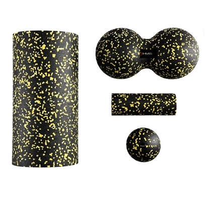 Picture of HMS FSBM04 massage set rollers and balls (4 pcs) black/yellow
