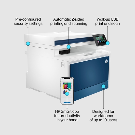 Изображение HP Color LaserJet Pro MFP 4302fdn Printer, Color, Printer for Small medium business, Print, copy, scan, fax, Print from phone or tablet; Automatic document feeder; Two-sided printing