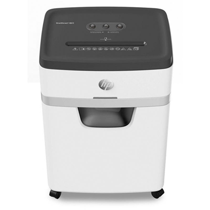 Picture of HP ONESHRED 18CC shredder, cut-offs, P-4, 18 cards, 25l, light grey