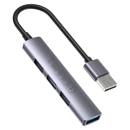Attēls no Hub USB-A; 3x USB-A 2.0; 1x USB-A 5 Gbps Aluminiowy 