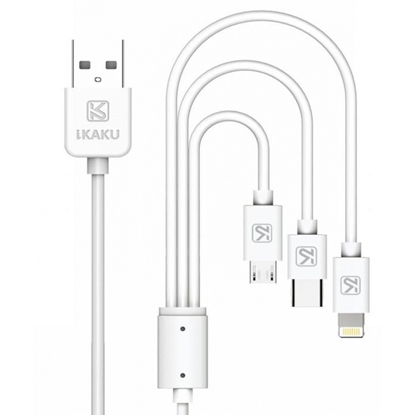 Изображение iKaku KSC-078 3in1 Type-C / Lightning / Micro USB uzlādes vads 1m White