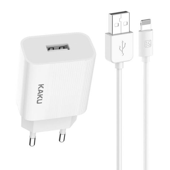 Picture of iKaku KSC-314 EU USB Ligzdas 2.4A Tīkla Lādētājs + USB uz Lightning 1m Kabel Balts