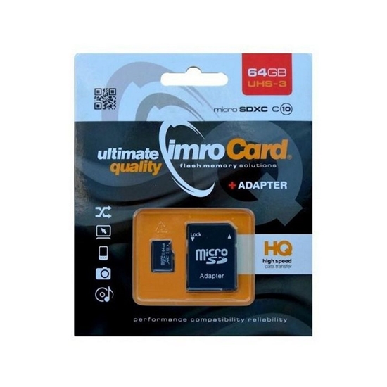 Изображение Imro Memory Card microSDXC 64GB / cl. 10 / UHS-3 + Adapter
