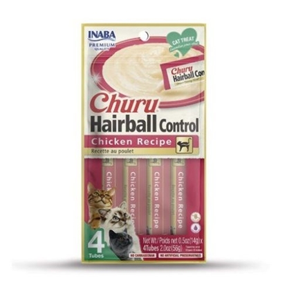 Picture of INABA Churu Hairball Chicken - cat treat - 4x14 g