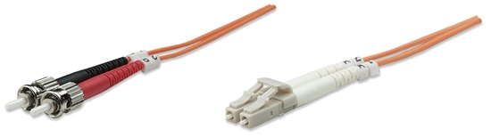 Изображение Intellinet Fiber Optic Patch Cable, OM1, LC/ST, 3m, Orange, Duplex, Multimode, 62.5/125 µm, LSZH, Fibre, Lifetime Warranty, Polybag