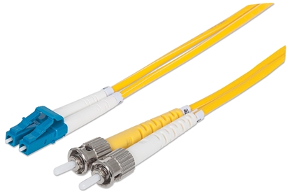 Attēls no Intellinet Fiber Optic Patch Cable, OS2, LC/ST, 2m, Yellow, Duplex, Single-Mode, 9/125 µm, LSZH, Fibre, Lifetime Warranty, Polybag