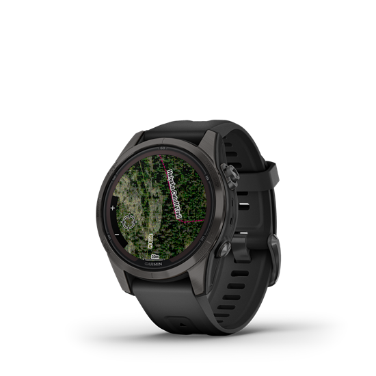 Picture of Garmin Fenix 7S Pro Sapphire Solar Edition Smart watch, Carbon Grey DLC Titanium/Black Band, 42mm