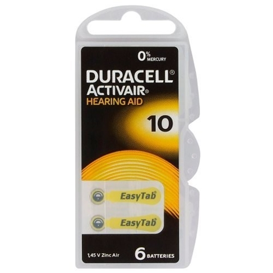 Picture of Izmērs 10, Dzirdes Aparāta Baterija, 1.45V Duracell ActivAir PR70 iepakojumā 6 gb.
