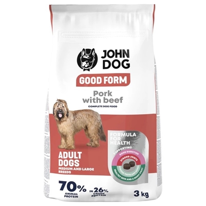 Attēls no JOHN DOG Good Form Adult Medium and Large Breeds Pork and Beef - Dry Dog Food - 3 kg
