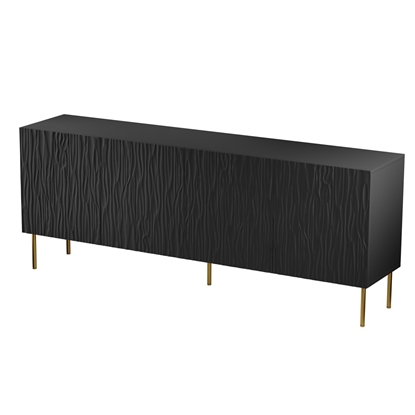 Attēls no JUNGLE chest of drawers 190x40.5x74.5 black matt + golden legs