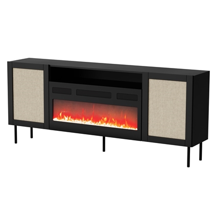 Изображение JUTA EF chest of drawers + electric fireplace 202x39.5x85 black + linol calabria