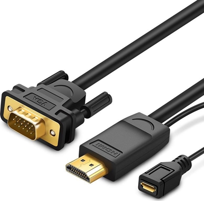 Picture of Kabel Ugreen HDMI - D-Sub (VGA) + micro USB 1.5m czarny (MM101)