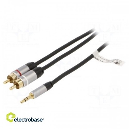 Attēls no Kabelis | Jack 3,5 mm 3 kontaktu spraudnis, RCA spraudnis x2 | 3 m | melns