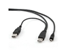 Изображение Kabelis Gembird Dual USB Male - MiniUSB Male 0.9m Black