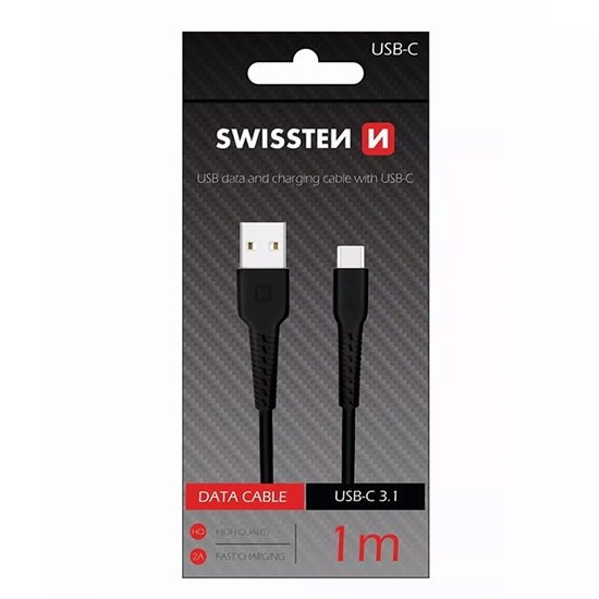 Picture of Kabelis Swissten Fast Charge USB - Type C, melns