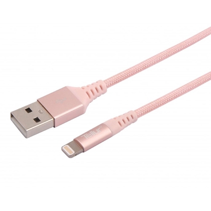 Attēls no Kabelis Tellur Apple MFI Certified, USB to Lightning, made with Kevlar, 2.4A, 1m rose gold