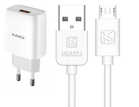 Изображение Kaku KSC-396 Gudrais USB Ligzdu 2.4A Tīkla Lādētājs + USB uz MicroUSB 1m Kabelis