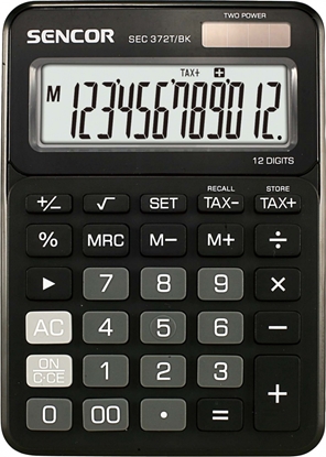 Изображение Kalkulator biurkowy SEC 372BK duży 12 cyfrowy wyświetlacz LCD 