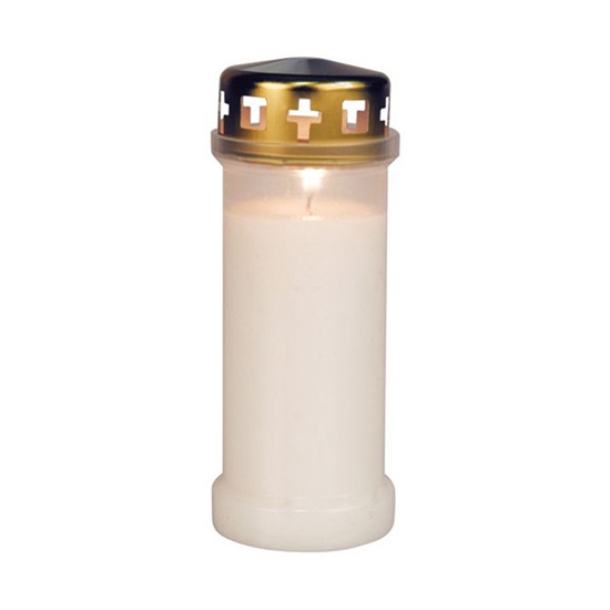 Изображение Kapu svece traukā ar vāciņu 70h balta