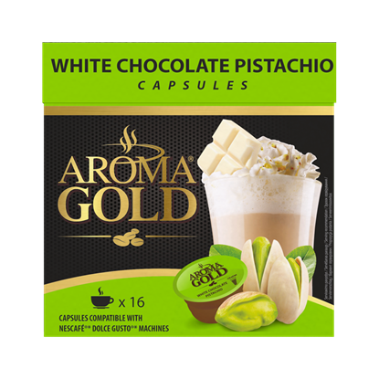 Attēls no Kavos kapsulės AROMA GOLD White Chocolate Pistachio, 16 kaps.