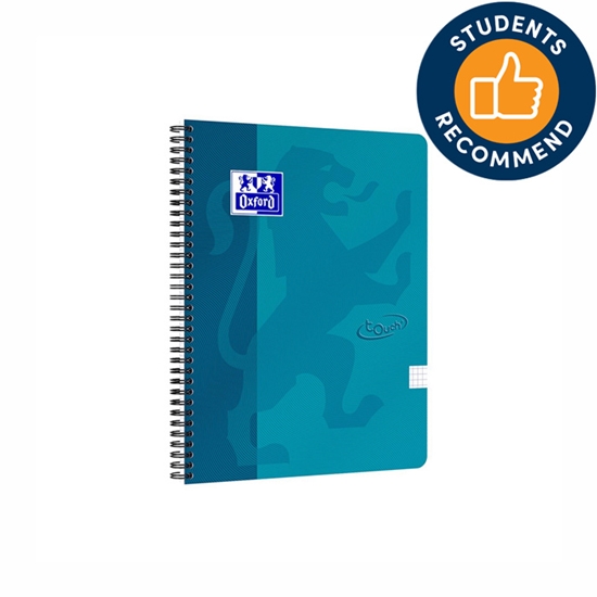 Изображение Klade ar spirāli OXFORD TOUCH, A4+, 70 lapas, akvamarīnā krāsā, rūtiņu
