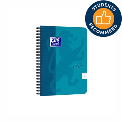 Picture of Klade ar spirāli OXFORD TOUCH, A5+, 70 lapas, akvamarīnā krāsā, rūtiņu