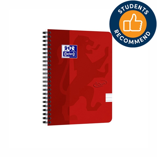 Изображение Klade ar spirāli OXFORD TOUCH, A5+, 70 lapas, sarkanā krāsā, līniju