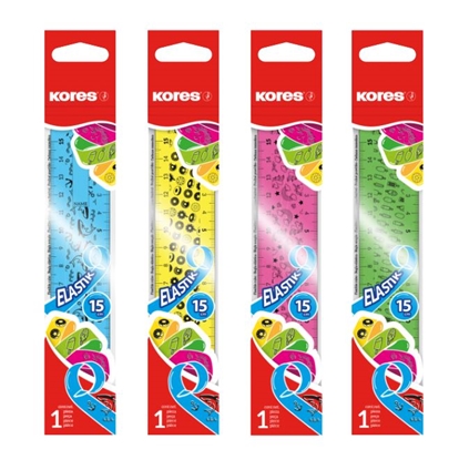 Attēls no Lineāls KORES ELASTIC, elastīgs, 15 cm, dažādās krāsās