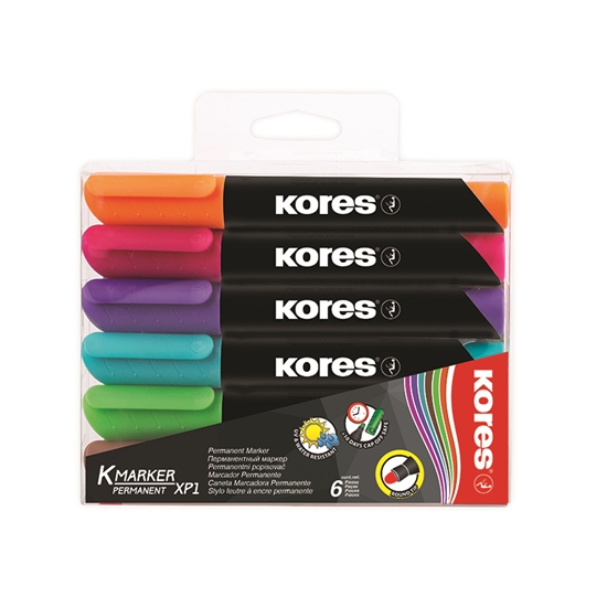 Picture of Noturīgais marķieris KORES XP2, konisks, 6 krāsu komplekts