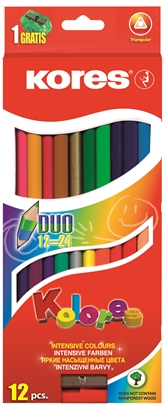Attēls no Zīmulis KORES KOLORES, divpusējs, trīsstūrveida, 12 gab, 24 krāsas