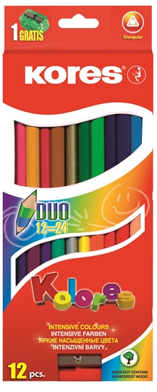 Picture of Zīmulis KORES KOLORES, divpusējs, trīsstūrveida, 12 gab, 24 krāsas