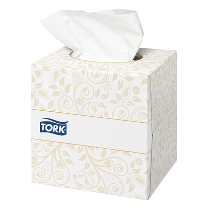 Изображение Kosmētiskās salvetes TORK Premium EXTRA SOFT, 2 sl., 100 salvetes, 21 x 20 cm, kubs, baltā krāsā (140278)