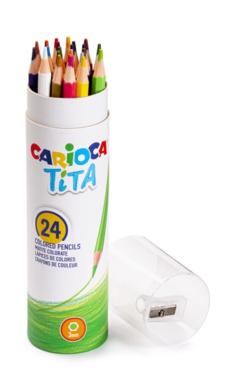 Изображение Krāsainie zīmuļi CARIOCA TITA + asināmais, PaperTube, 124gab