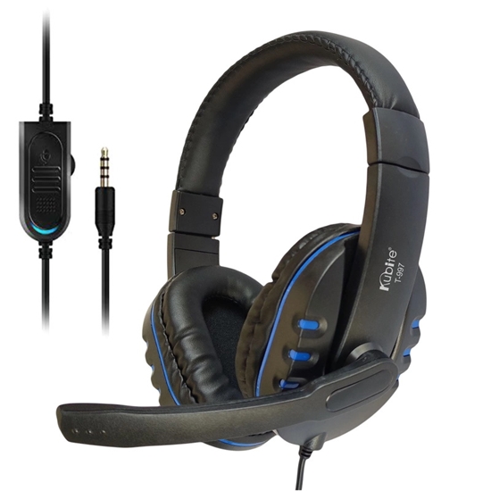 Picture of Kubite T997 Spēļu Austiņas 40mm draiveri 1.8m Vads 1x 3.5mm audio/mic + Pults Zila