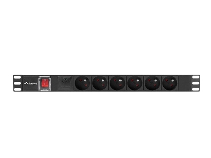Attēls no LANBERG POWER STRIP PDU RACK 19" (1U, 16A, 6X 230V PL, 2m)