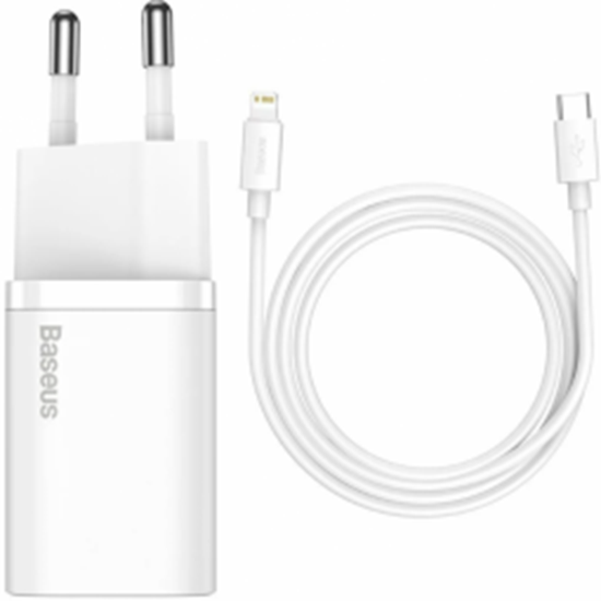 Picture of Baseus Baseus Super Si 1C fast charger USB Type C 20W Power Delivery + USB Type C - Lightning cable 1m white (TZCCSUP-B02)