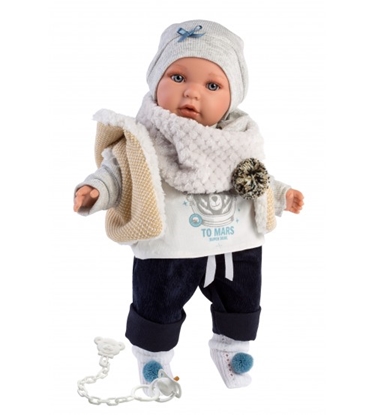 Attēls no Lelle puika Enzo 42 cm, raud, runā, ar mānekli, mīkstais ķermenis Spānija LL42401