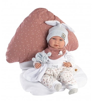 Attēls no Lelle zīdainis puika Mimo 42 cm (spilvens, raud, runā, ar mānekli, mīkstais ķermenis) Spānija LL74032