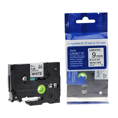 Attēls no Lenta BROTHER TZE-221, 9 mm x 8 m, melni burti uz balta fona, ekvivalents