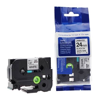 Attēls no Lenta BROTHER TZE-251, 24 mm x 8 m, melni burti uz balta fona, ekvivalents