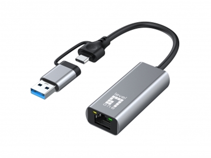 Attēls no Level One LevelOne Adapter USB-C + USB-A -> RJ45 10/100/1000/2500   gr