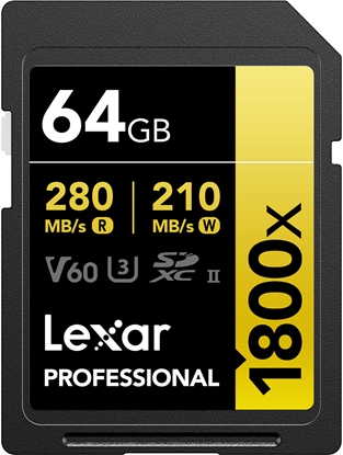 Attēls no Lexar memory card SDXC 64GB Professional 1800x UHS-II U3 V60