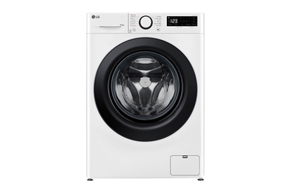 Attēls no LG | F4DR509SBW | Washing machine with dryer | Energy efficiency class A | Front loading | Washing capacity 	9 kg | 1400 RPM | Depth 55 cm | Width 60 cm | Display | Rotary knob + LED | Drying system | Drying capacity 6 kg | Steam function | Direct drive |
