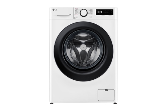 Изображение LG | Washing machine with dryer | F4DR509SBW | Energy efficiency class A | Front loading | Washing capacity 	9 kg | 1400 RPM | Depth 55 cm | Width 60 cm | Display | Rotary knob + LED | Drying system | Drying capacity 6 kg | Steam function | Direct drive |
