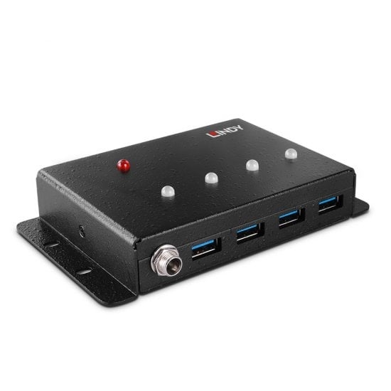 Picture of Lindy 43374 interface hub USB 3.2 Gen 1 (3.1 Gen 1) Type-B 5000 Mbit/s Black